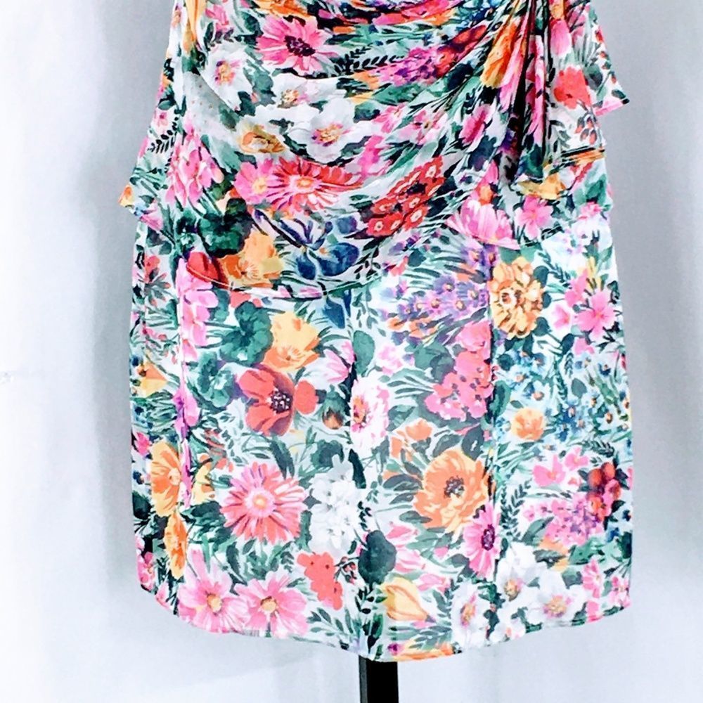 Yumi Kim Silk Dress Strapless Katie Floral Sheath Rouched Mini Dress Sz S - Picture 6 of 14